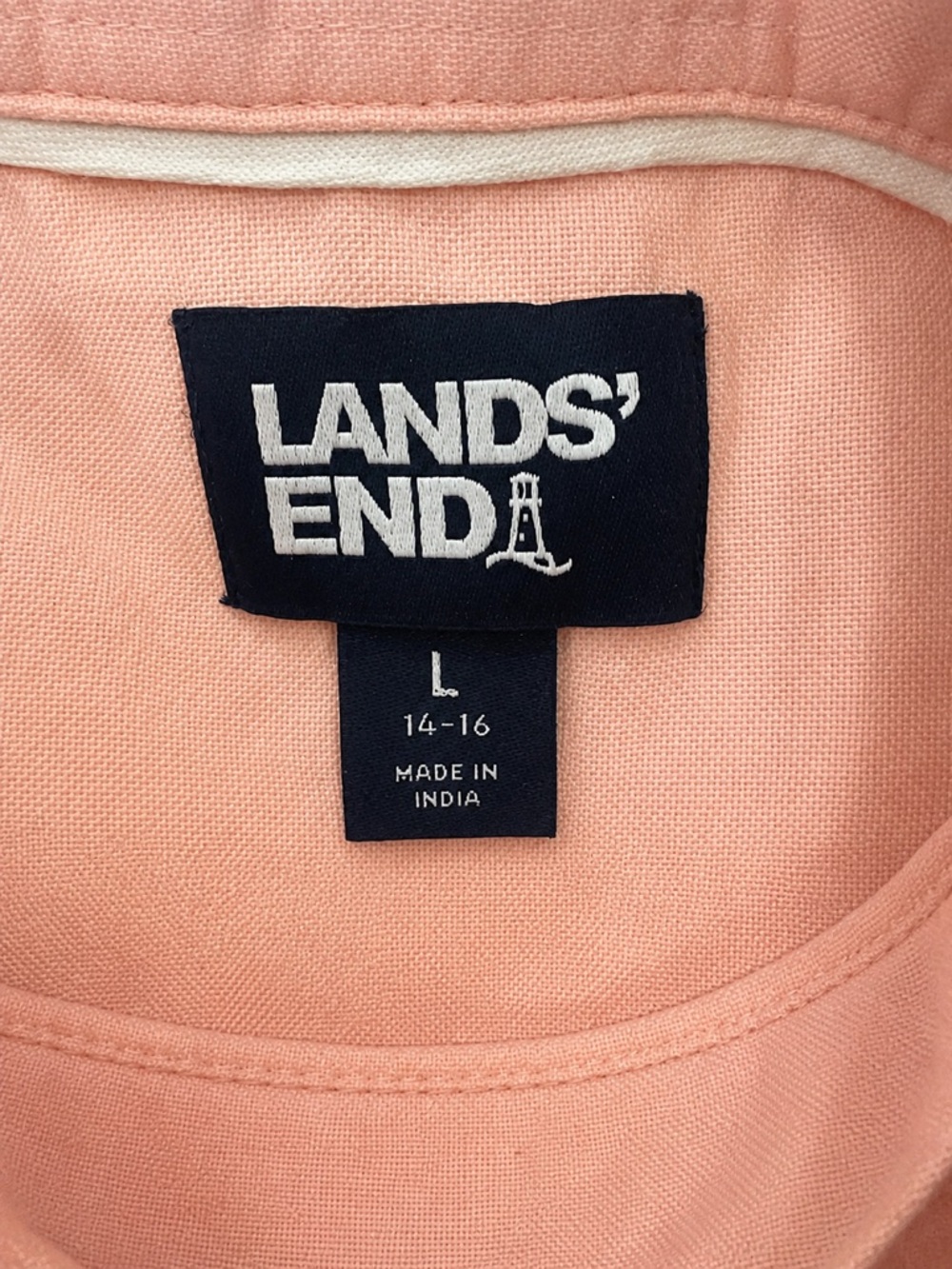 Lands’ End Women’s Pink 100% Cotton Button-Down Shirt Size L 14–16 - Picture 2 of 4